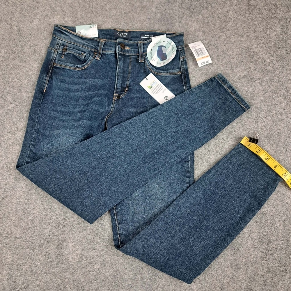 Curve Appeal Jeans Womens 2/26 Blue High Rise‎ Essential Skinny Tucking Tech NWT - Picture 8 of 10